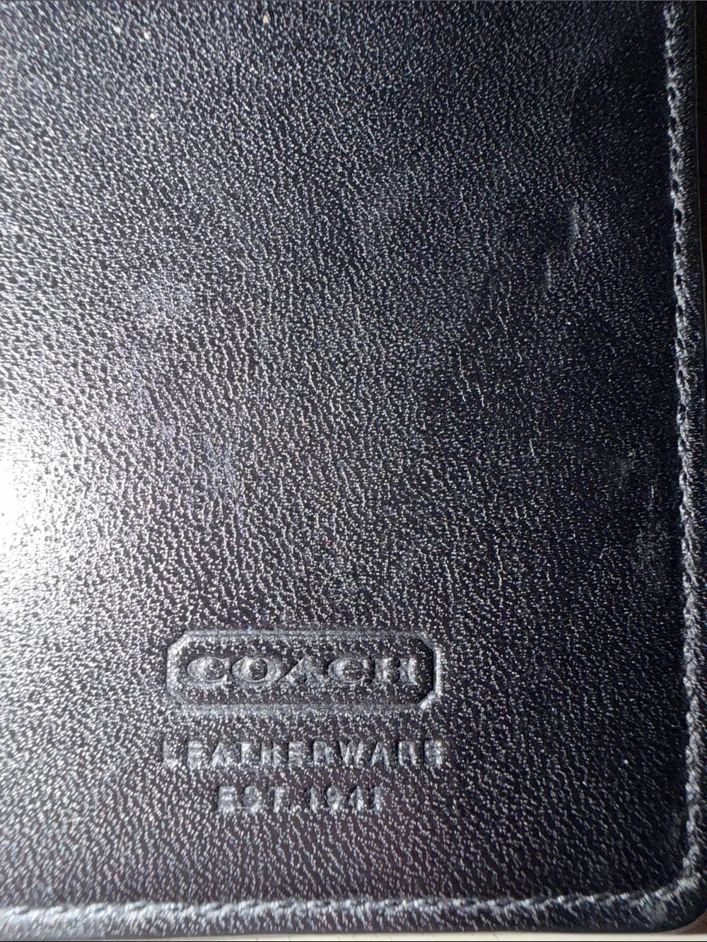 Coach Black Leather Luggage ID Tag with Strap